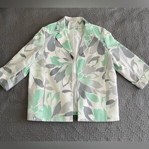 Alfred Dunner Mint and Gray Floral Blazer - Plus Size